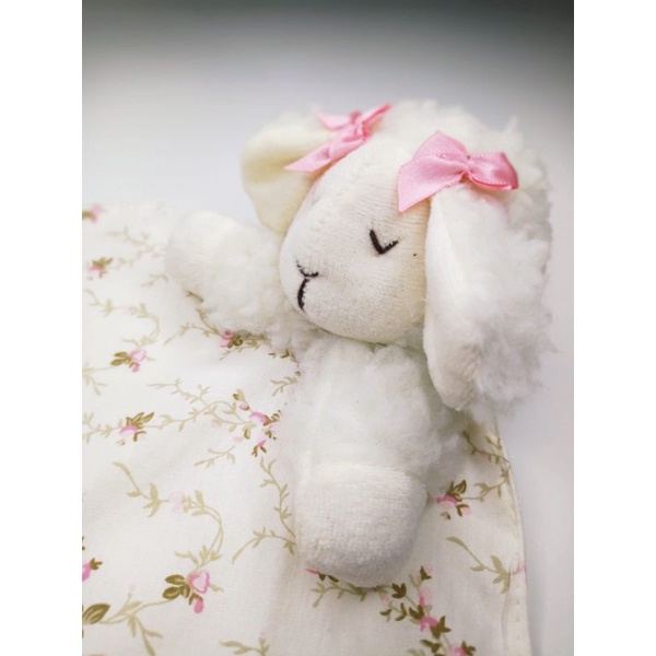 Naninha Para Bebê Com Porta Chupeta Ovelhinha Ovelha Floral Rosa