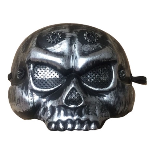 Kit Com 2  Máscaras Caveira C/ Engrenagem Prata
