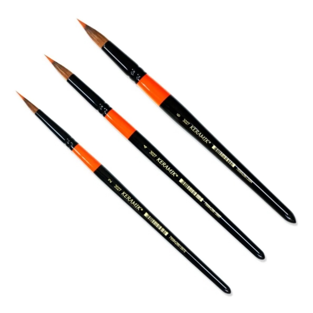 Kit Pincel Tanque Aquarela Keramik 3027 Nº 2, 4 E 6