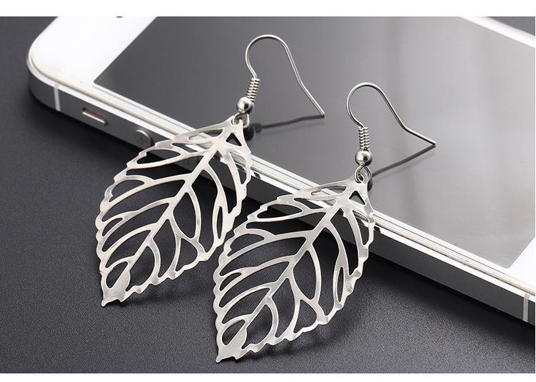 Europeus E Americanos Populares Nova Folha Pingente Brincos Longos Moda Feminina Temperamento Retro Brincos Simples
