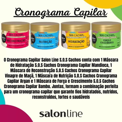 Salon Line Sos Cachos Cronograma Capilar Reconstrucao Nutricao Hidratacao 3x300g 3pecas Shopee Brasil