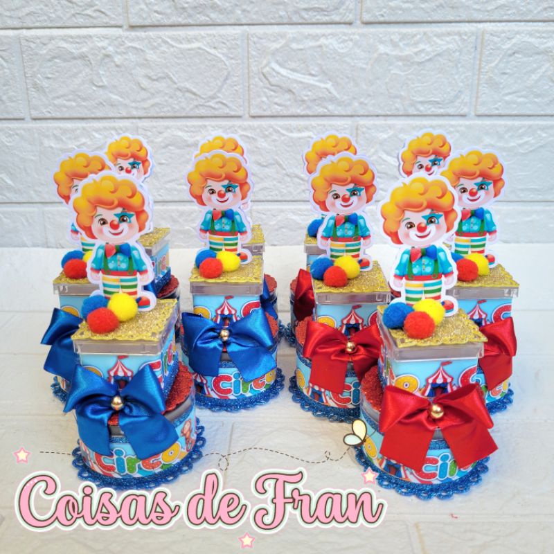 10 caixinhas 2 andares luxo palhaço- lembrancinha palhaço, lembrancinha circo, aniversário circo, aniversário palhaço, circo,palhaço