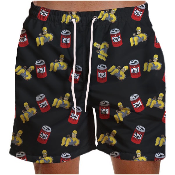 Short Masculino Tactel Praia Duff Simpson Cerveja Estampado Elastano Várias Estampas Sh93