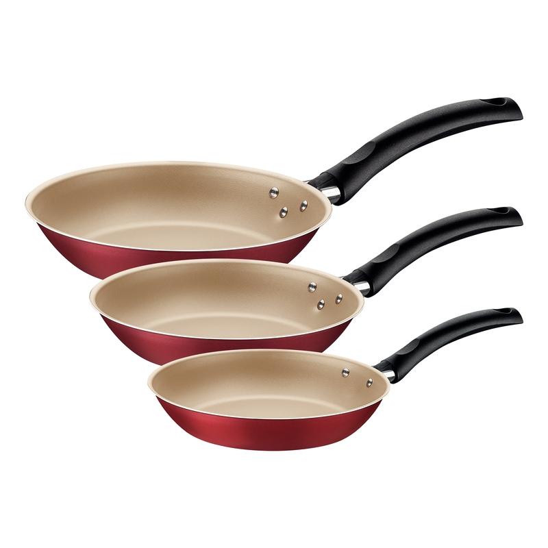 Jogo de Frigideiras Tramontina 3 Peças Turim Vermelha em Oferta na Shopee