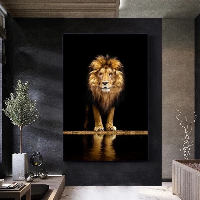 Quadro Decorativo Grande Alta Resolução Quadro Pintura Leão Dourado Decoração Moderna Quadros Decorativos Parede Sala Quarto Escritório Cozinha Quadrinhos Decorativos Plaquinhas Decorativas Animes Frases Motivacionais Desenhos Animados