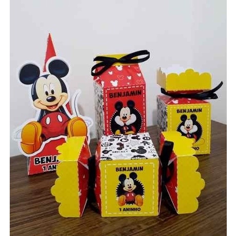 40 Caixinhas Mickey Mouse - Milk, Bala, Pirâmide, Meia Bala