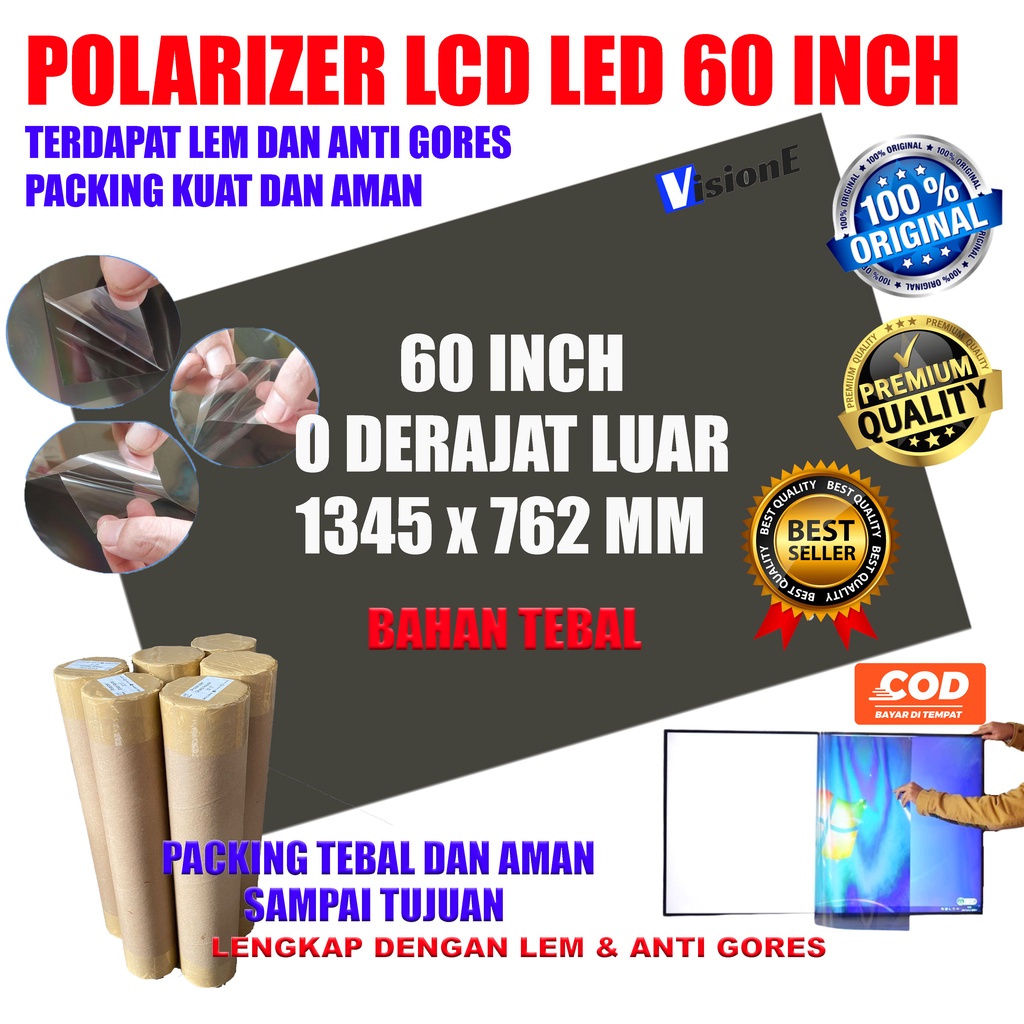 Polarizador LCD LED 60 Polegadas 0 Graus Parte Exterior POLARIS 60INC 60 " Polarizado Revestimento De Vidro 1345X762MM