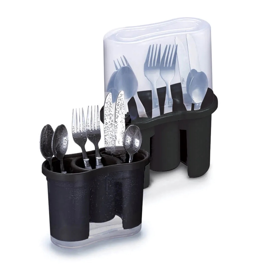 Escorredor Porta Talheres Com Tampa Escorre e Guarda 3 Divisórias Nitron em Oferta na Shopee