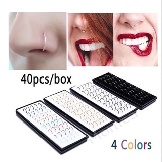 Kit 40 Piercing Para Nariz Falso Aço Cirugico Modelos Cores (1 Caixinha)