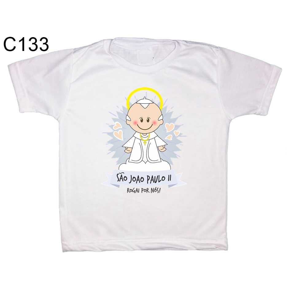 Camiseta Infantil São João Paulo II Rogai Por Nós C133