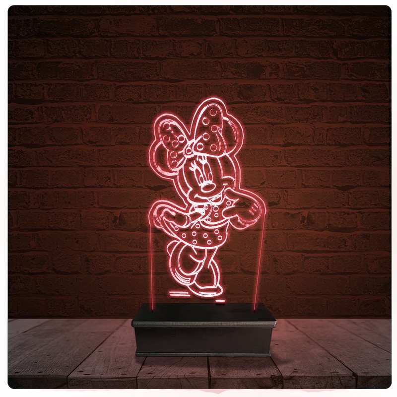 Abajur Luminária Acrílico Led - Minnie Mouse Mickey