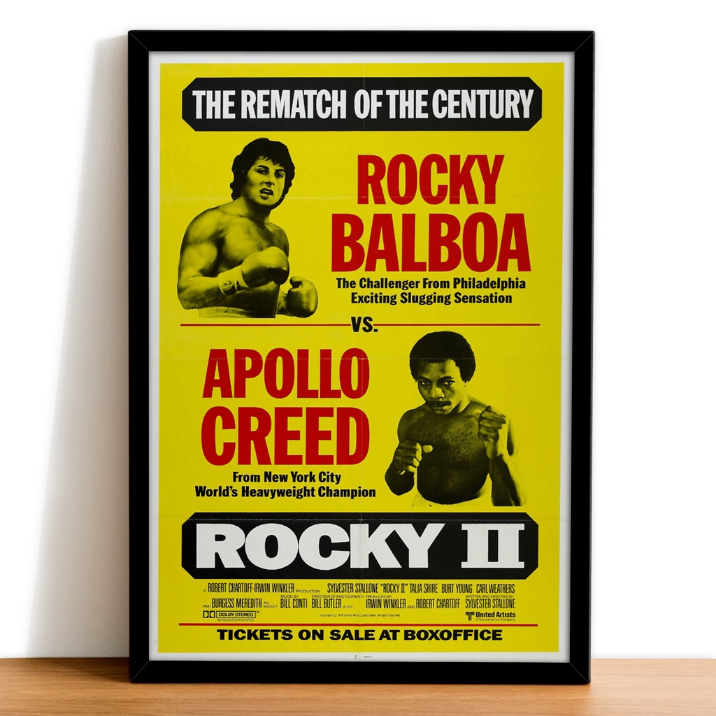 QUADRO ROCKY BALBOA E APOLLO CREED (A4 24x33 cm) (A3 33x45 cm) COM VIDRO