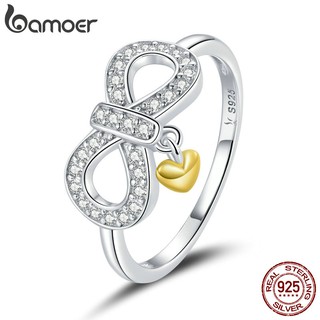 Bamoer Anel De Prata Esterlina 925 Com Símbolo Do Infinito Para Mulheres Scr676