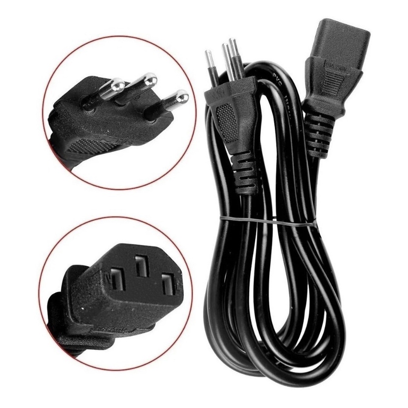 Cabo Força Tripolar Para Fonte Cpu Monitor Pc 1,5 M Padrão Inmetro