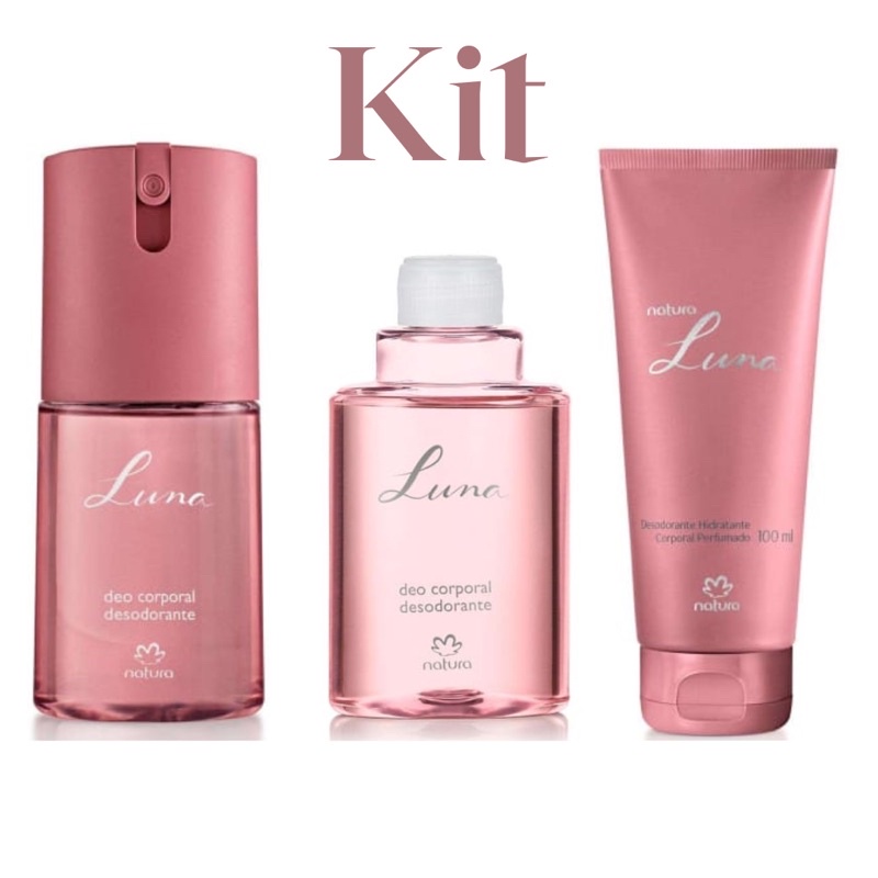 Kit Luna Clássico Natura Desodorante Regular + Refil + Creme Hidratante Corporal Feminino 100ml