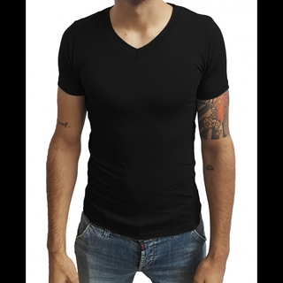 Camiseta Gola V Rasa Slim Manga Curta Sjons nf