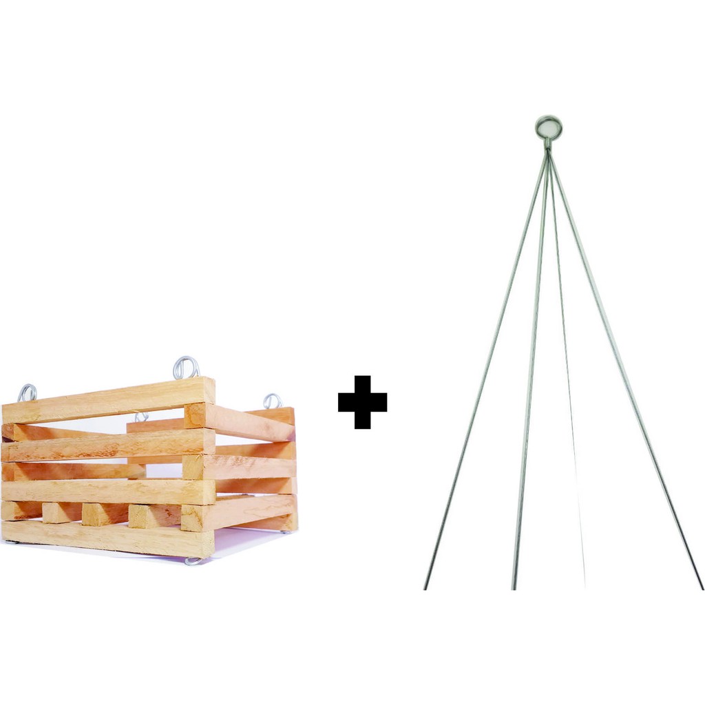 Cachepots De Madeira Rústica 15x15cm Kit C/ 6 + Hastes em Oferta na Shopee