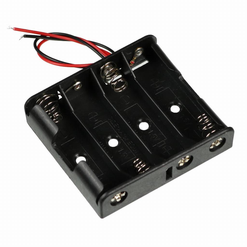 5 Suporte Reforçado para 4 Pilhas AA Canoa Horizontal Preto