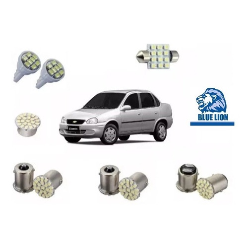 Kit Lampada Led Corsa Classic 95/2010 Teto Placa Ré Lanterna