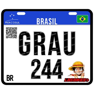 Placa Personalizada Mercosul P/Bike Novo Modelo Escrita Grau