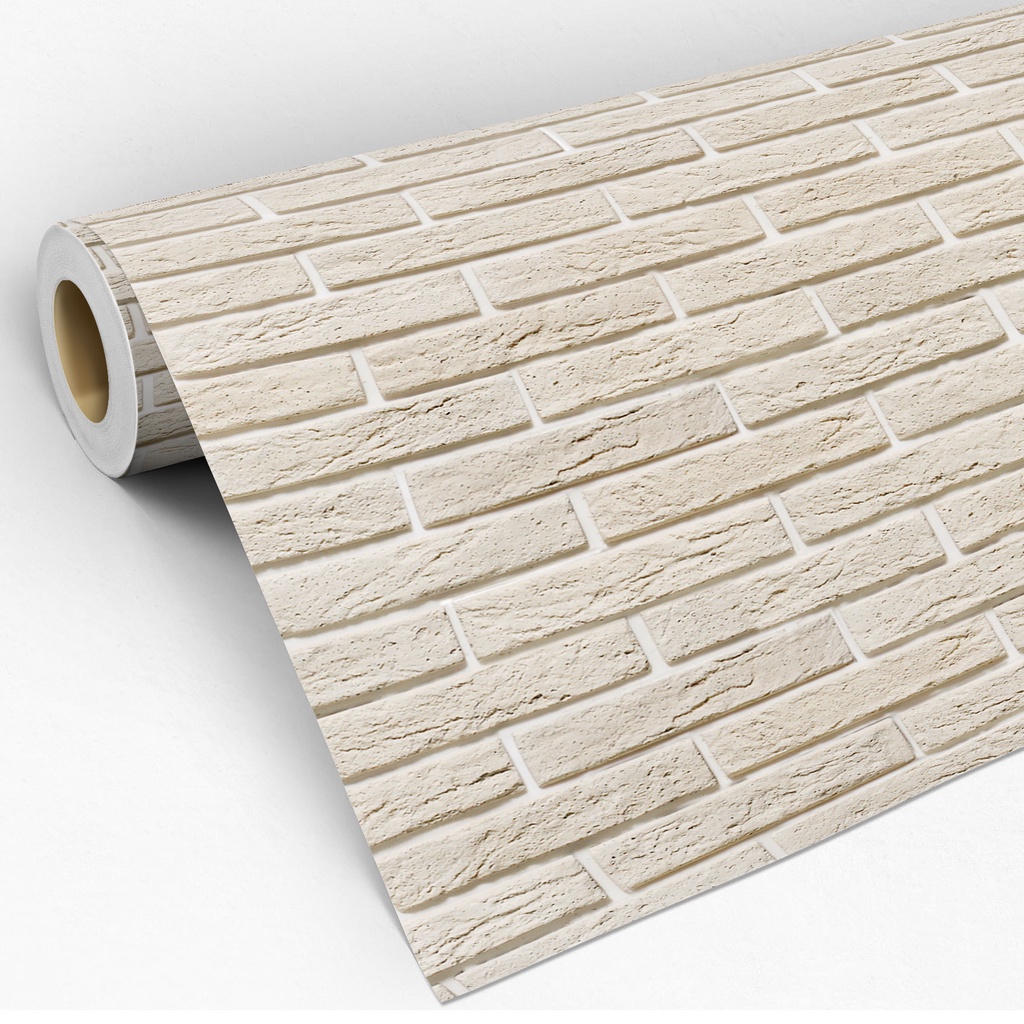 Papel de Parede Adesivo Tijolinho Tijolo Marrom Bege Claro Demolição Vintage 3D Lavável Sala