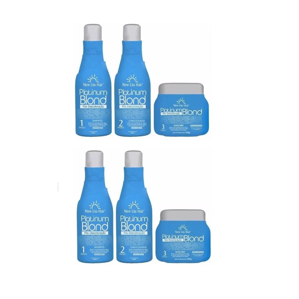 2 Kit Platinum New Liss Hair Shampoo Cond. E Máscara
