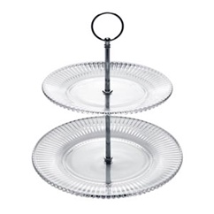 Porta Doces 2 Andares de Cristal Renaissance 18,5x22,5x24cm