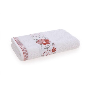 Toalha de Rosto Karsten Fio Cardado Yuna Branco/ Laranja