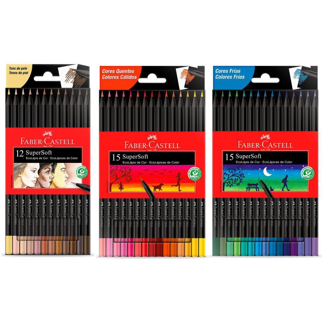 Lápis de Cor SUPERSOFT Faber-Castell C/1, C/2 ou C/3- QUENTES, FRIAS e TONS DE PELE