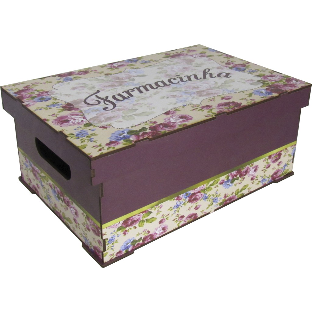 Caixa Organizadora Farmacinha MDF Decoração Floral Porta Remédios Quarto Banheiro em Oferta na Shopee