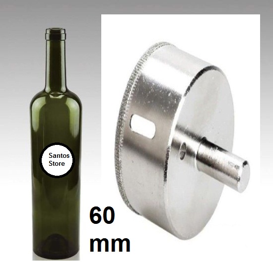 Broca diamantada 60 mm diamante para furar vidro piso cerâmica garrafas entre outros materiais