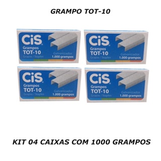 Grampos Tot-10 Kit 4 Caixas Com 1000 Unidades - Cis em Oferta na Shopee