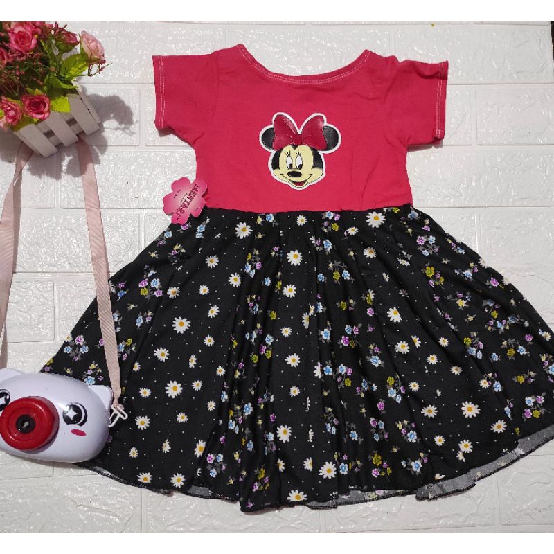 Vestido Infantil AGED 1 2 3 4 5 6 Anos/De Bebê/Roupas Infantis T-SHIRT MINIE Guarda-Chuva Diárias Para Meninas