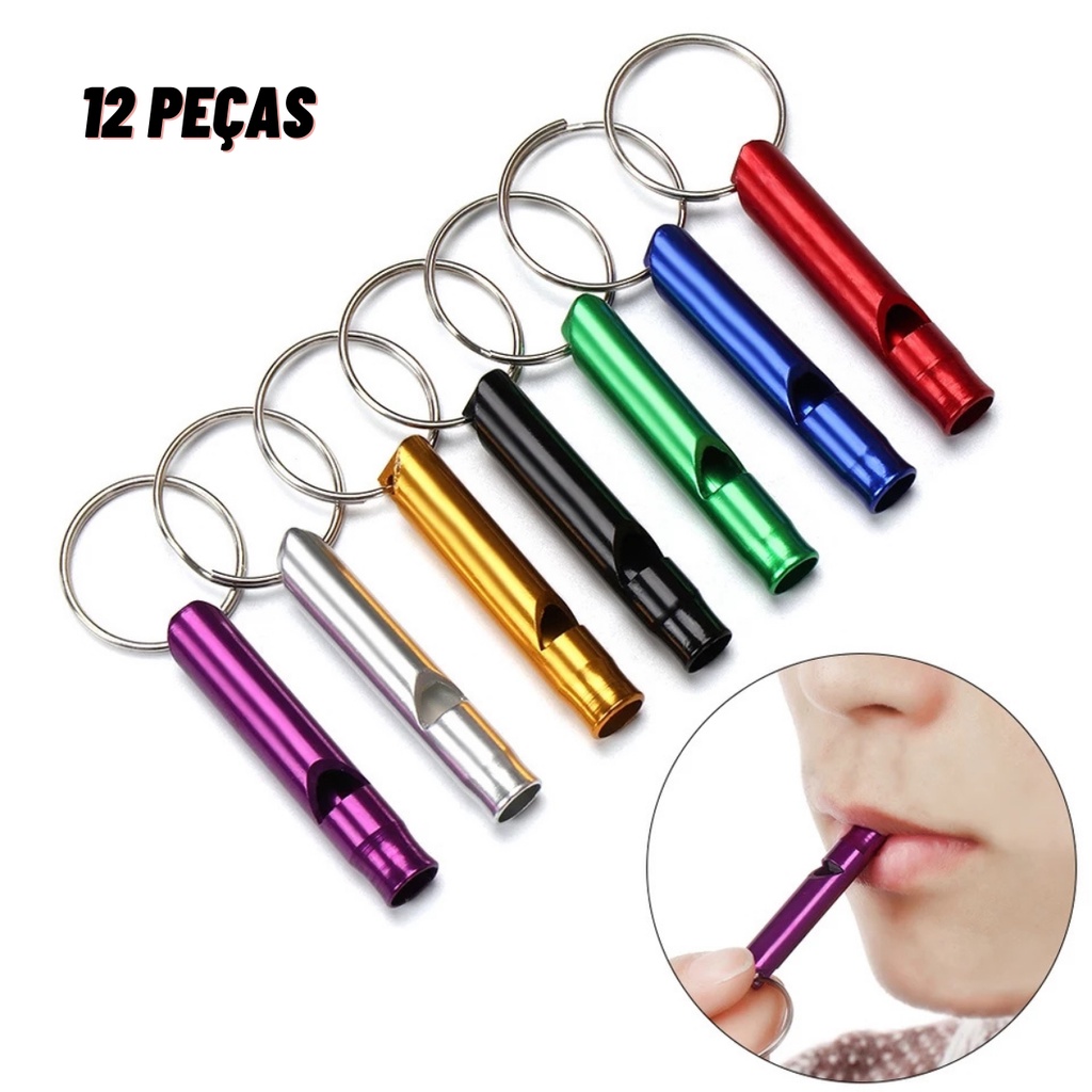 Kit 12 Apitos Chaveiro Acampamento Caminhada Emergência Escoteiros Top
