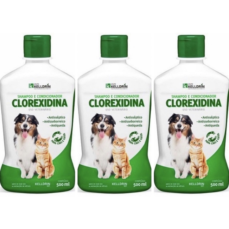 kit 3 Unidades Shampoo Kelldrin 2 em 1, 500ml shampoo e condicionador