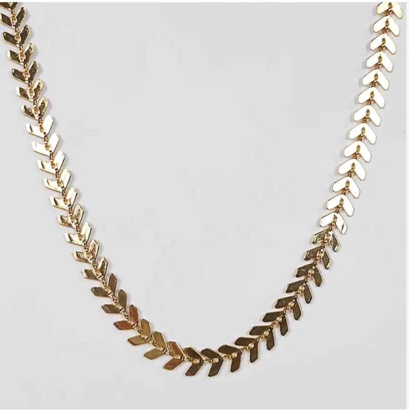 Colar Choker Escama de Peixe Folheado em Ouro 18k 35cm