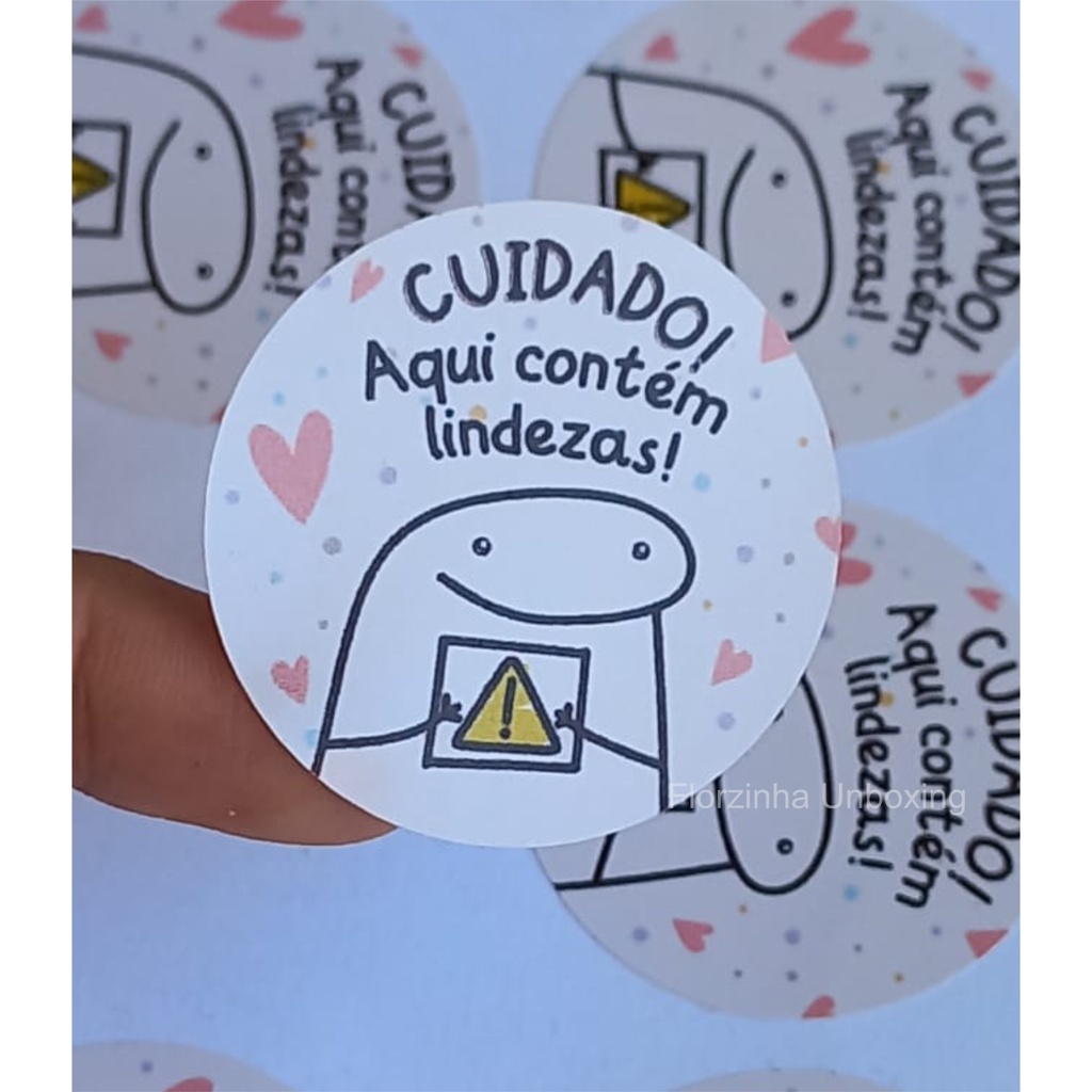 Adesivo Flork 3cm Cuidado Contém Lindezas Para Embalagens Envios Sacola Agradecimento Ao 2859