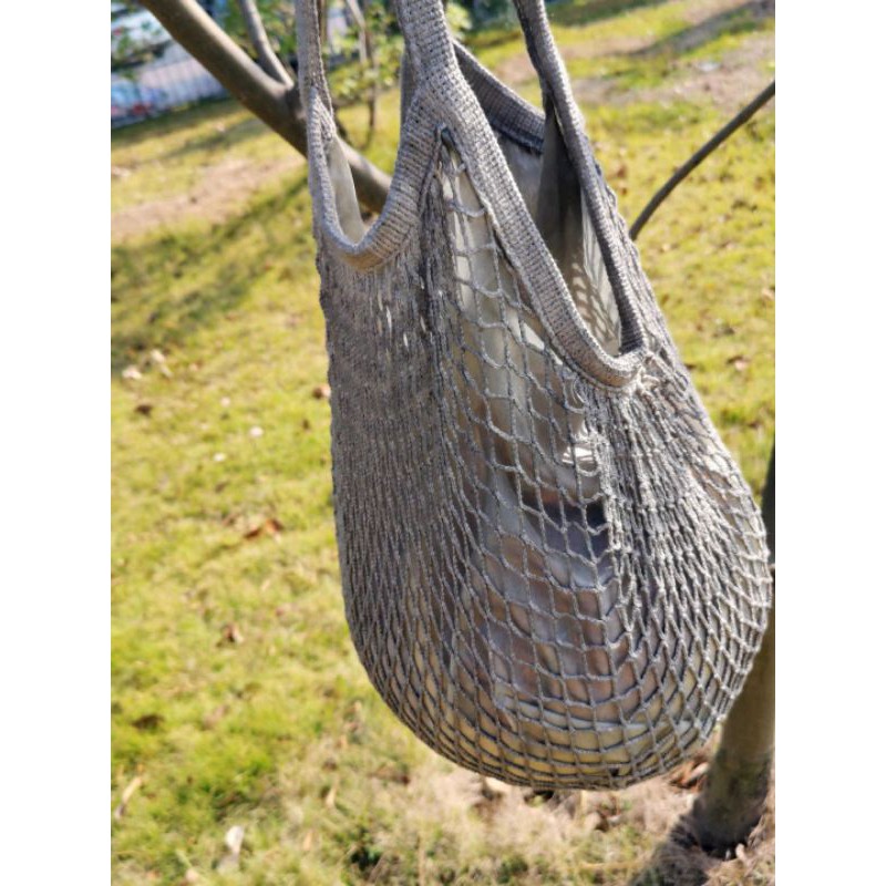Bolsa Feminina Sacola De Praia Compra Passeio Rede Vazada Crochê Com Forro — imagem 2 de 2