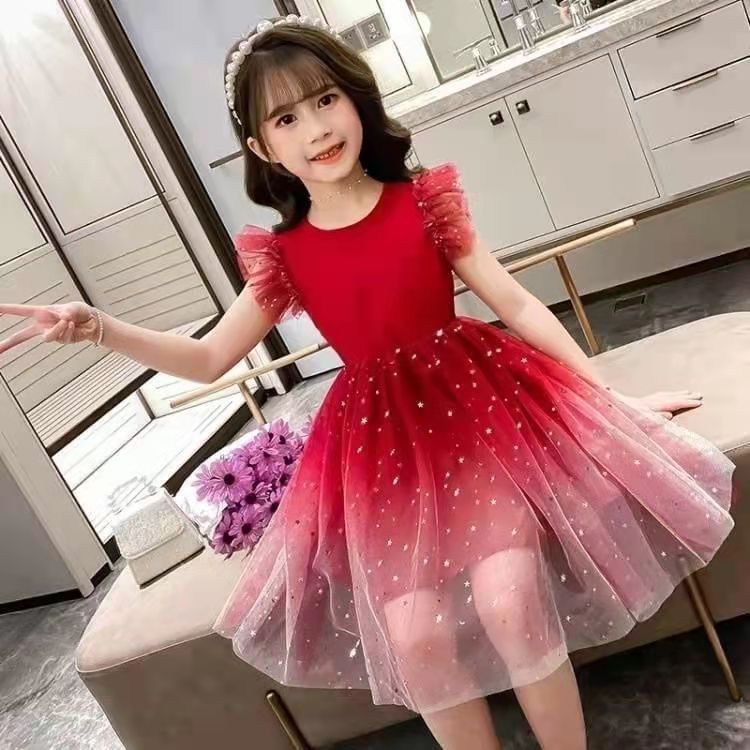 Vestido De Moda Para Meninas De 2 A 10 Anos De Idade Princesa De Manga Curta