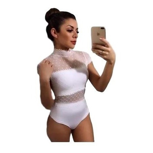 Body Boris De Manguinha Com Tule E Renda Moda