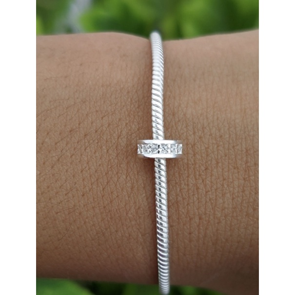 berloque separador P para pulseiras, com zirconia prata 925 em Oferta na Shopee