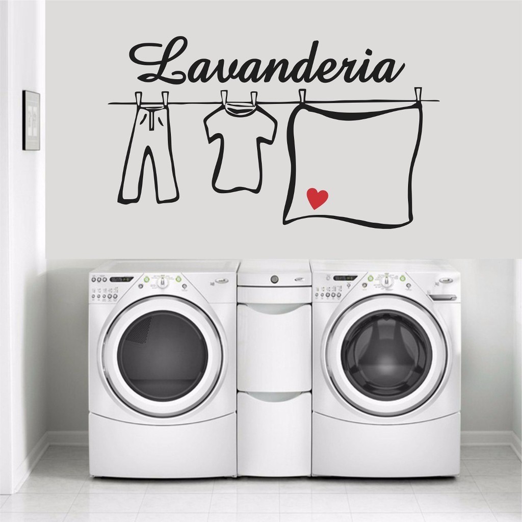 Adesivo Decorativo De Parede Lavanderia De Casa Coração em Oferta na Shopee