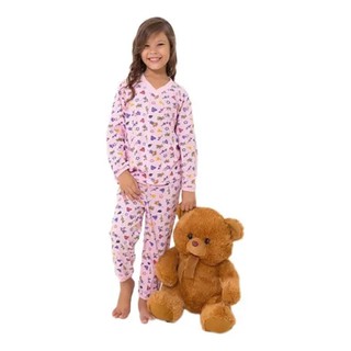 Kit 3 Pijamas Infantil Manga Longa Menina Feminino Atacado Barato 1 ao 7 - PRONTA ENTREGA
