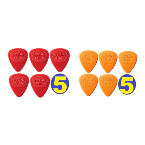 Kit Com 10 Palheta Nylon Dunlop 53x67 + 2 Jogos Cordas R51