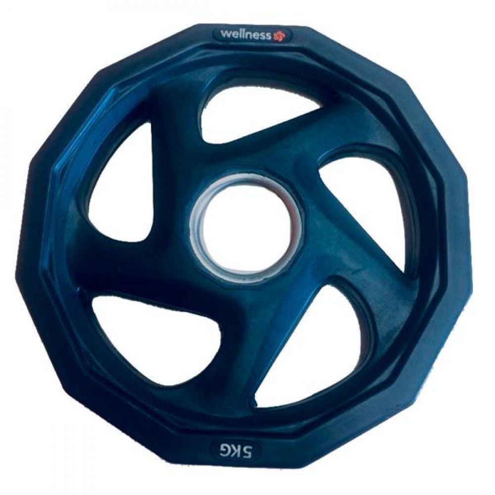 Anilha Olímpica Rubber com5 furos de 5KG Wellness - WK014