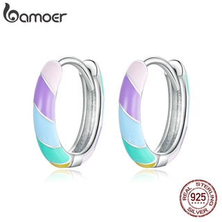 Bamoer Authentic Prata Dazzle Brinco 925 Cores Doces Brincos De Prata Esterlina Sce1085 Fasion Declaração De Presente Para A Menina Jóias