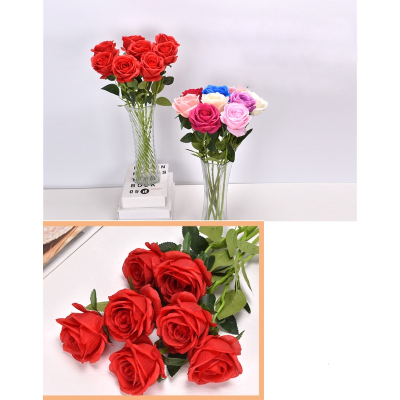 Flores Artificiais Para Decoração Rosa Vermelho De Seda Atacado E Varejo  Cores Diversas Lavável | Shopee Brasil