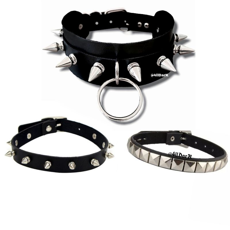 OUTLETISSIMO® COLLANA COLLARINO in cuoio ECO PELLE con borchie a punta unisex gotico punk rock COSPLAY ET129
