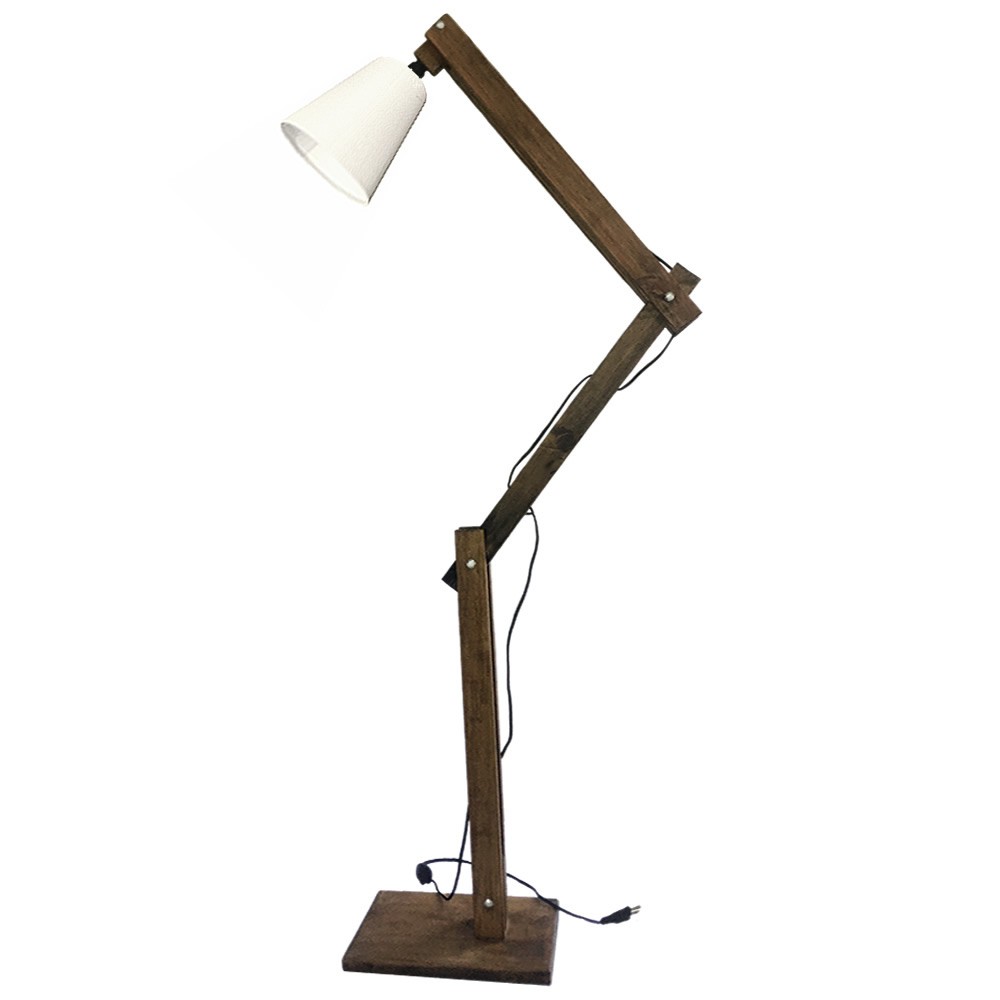 Luminária de piso articulavel 1,62 m abajur de chão madeira com cupula