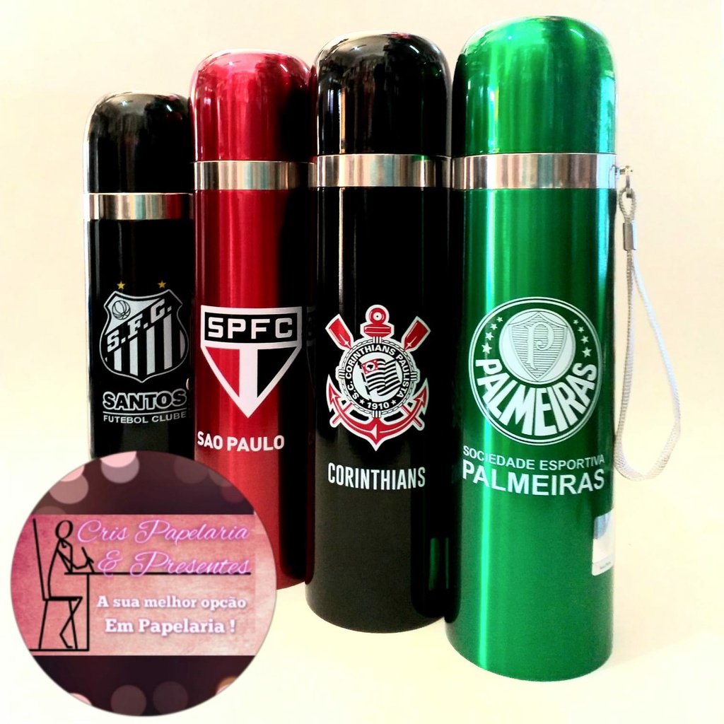 Garrafa Térmica Time Corinthians / Palmeiras / São Paulo / Santos / Flamengo 500ml